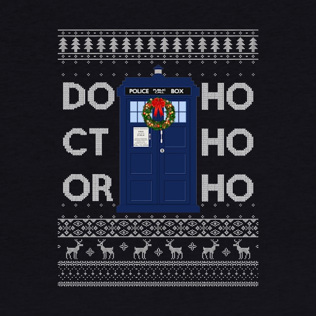 Doctor Who Tardis Ho Ho Ho Christmas Knit by Bevatron